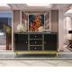 Luxury Design Living Room Side Cabinet With High Gloss Surface Steel Legs