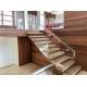 Single Stringer Floating Steps Staircase 50mm Wooden Tread With Decorative Cover