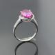 White Gold Plated 9mmX11mm Pink Cubic Zirconia Silver Ring(F45)