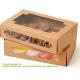 Auto-Pop Up Kraft Cookie Boxes For Gift Giving 8x5.3x2 Brown Treat Box With Window One Second Folding Bakery Box
