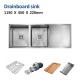 115x45 Drainboard Kitchen Sink Square Undermount 16 Gauge Double Bowl