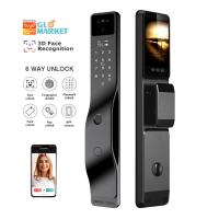 Hot selling black intelligent door lock with facial recognition and active intercom