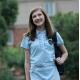 Fashion blue teen school uniform short sleeve girls school shirt