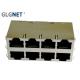 Magnetic PCB RJ45 Metal Connector 1G LAN 2x4 Stacked Stainless Steel Shield