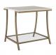 Modern Style 2 Layers Metal Frame Faux marble top Corner table End table Bed side table