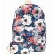 Fashion Lightweight Travel Backpack School Bag With Wallet Peony Printed