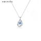 1.1 Gram 16.76mm Sterling Silver Jewelry Necklaces 5A CZ Sapphire Stone Necklace