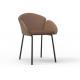 Metal Leather Comfortable Upholstered Dining Chairs With High Backrest