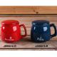 Red 15oz Ceramic Mugs With Lid And Spoon / Ceramic Cups With Handle