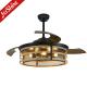 52 Rustic invisible Ceiling Fan With Light Folding Blade 6 Speeds Dc Motor Cage Cover Ceiling Fan