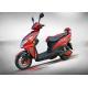 Red Plastic Body Electric Two Wheeler Scooter Alloy Wheel Front Disc Rear Drum