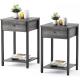Customized Metal Frame Farmhouse Style Nightstands Gray Wood