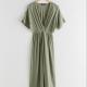Green 100 Tencel Fabric Sleeveless Lyocell Twist Knot Midi Dress