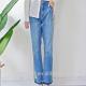 Embroidered Women Denim Wide Leg Pants , Girls Loose Fit Jeans Breathable