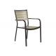 Patio Restaurant Aluminum And Poly Wood Outdoor Black Dining Chairs With Arm