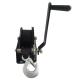 Black Portable Hand Winch With Brake 545kg Capacity With One Year Warranty