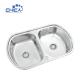kitchen sink material double bowl pressed SUS201 304 stainless steel size commercial sink for house