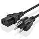 Powercon Power Cable Wire Connector Socket Plug Jack - Black NEMA 5-15P to IEC320C13