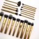 Soft Bristles Synthetic Fiber Makeup Brushes Set Gold Metal Handle Ferrule