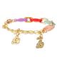 Gold Rabbit Charm Easter Stackable Beaded Elastic Bracelet For Woman