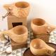 Eco Friendly Oak Wooden Drinking Cups 2.5 inch Height Lightweight With Carabiner