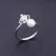 Silver 925 Original Pearl Ring Imperial Crown Design / Single Pearl Ring For Christianity