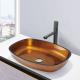 Foil Gold Tempered Glass Wash Basins Glass Bowl Melon Shape Bathroom Vessel Sinks