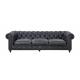 Royal Style Grey 3 Seater Leather Sofa High Resilient Foam Strong Solid Wood Frame Inside 