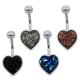 Hypoallergenic Belly Button Rings Rainbow Crystal Love Heart Dangle Navel Jewelry