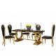 Rectangle Shape Dubai 8 Seater Marble Dining Table Set Stainless Steel Base With Chairs