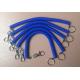 Solid Blue 4mm PU Cord Dia Heavy Duty Tool Coil Lanyard Tether w/Split Ring&Snap Hook
