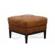 Vintage H49cm Wood Leather Ottoman Footstool For Living Room