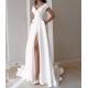 Custom Clothing Factory China Women'S Ruffled Hem Solid Color Maxi Evening Gown Dress With Slit