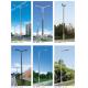 Galvanized garden Steel main street lamp pole with cross arm two LED floodlights