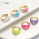 Colorful Summer Diamond Enamel Rings Gold Plated Adjustable Opening Zircon Chunky