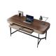 Iron Leg Solid Oak Writing Table Lacquer Finish Wooden Office Table