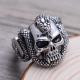 Mens Retro Vintage Sterling Silver Ring Engraved Skull and Snake Design(024572)