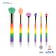 6 Pcs Colorful Makeup Brush Set Synthetic Hair Rainbow Make Up Brush Set