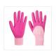 Kids Outdoor Use Pink Polyester Hand Work Latex Palm Coated Gloves