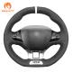 Hand Stitching Custom Black Suede Steering Wheel Cover for Peugeot GTI GT Line 208 308 SW
