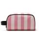 Customized Waterproof Organic Pink Strip Pattern PU Makeup Bag