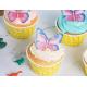 Vivid Pink Edible Decorations Edible Butterfly Cupcake Toppers 0.60 - 0.65 MM