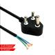 South Africa 10A/16A  3pin black  power cable with stripped end  0.5m-10m copper power cord