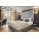 South Africa hotel style apartment interior design by China agent for leather bed with dining chair and wood desk table