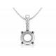 2.3g Semi Mount Pendant Settings , 18k White Gold Diamond Pendant 4pcs 0.1ct