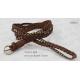 Brown Leather Womens Braided Belts With Gold Satin Buckle / Old Brass Mushroom Studs