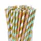 Gold Foil Jumbo Paper Straws , Eco - Friendly Paper Straws For Restaurants