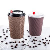 Customized Logo Disposable Paper Cup 16oz Hot Coffee Ripple Cup Eco - Friendly