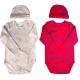 100% Cotton Unisex Baby Romper Clothing Sets with Long Sleeves and Hat Button Closure