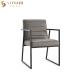 Luxury Metal Frame Leather Restaurant Chairs 82cm Grey Pu Dining Chair